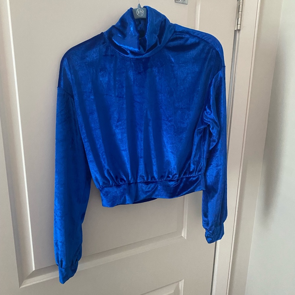 Shein Trendy Blue Velvet Top